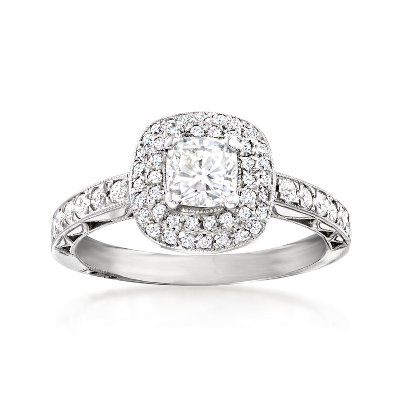 C. 2000 vintage diamond ring in 18kt white gold with cushion halo setting