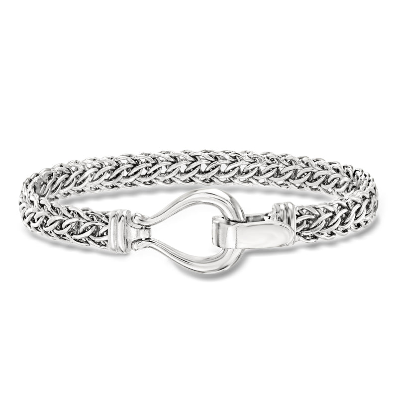 Sterling silver Cestina-link chain bracelet with box clasp and loop closure