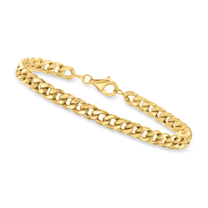 10kt yellow gold curb-link bracelet with lobster clasp