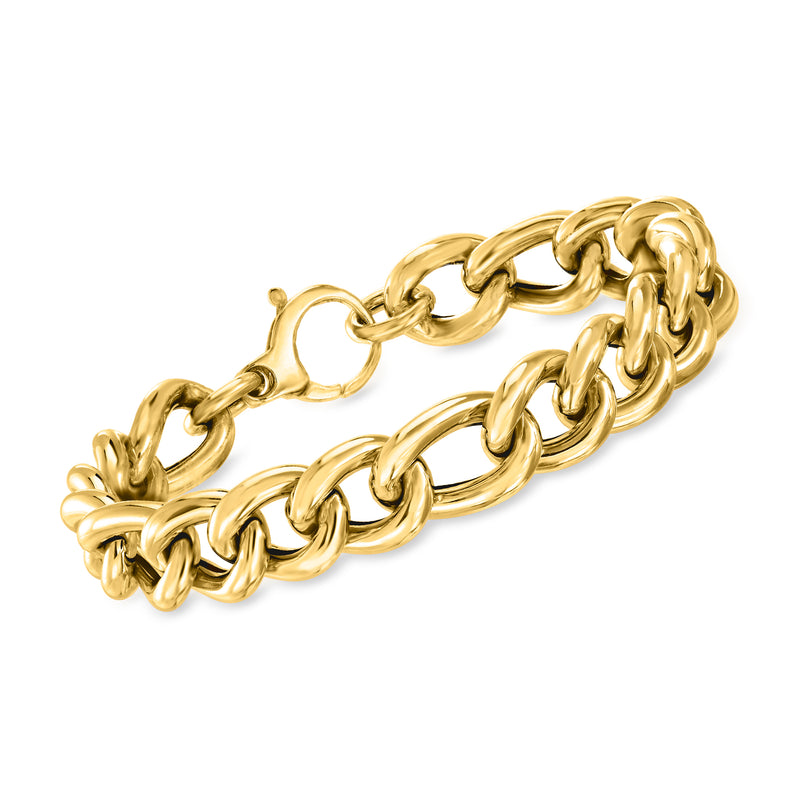 14kt yellow gold curb-link bracelet with chunky interlocking chain links