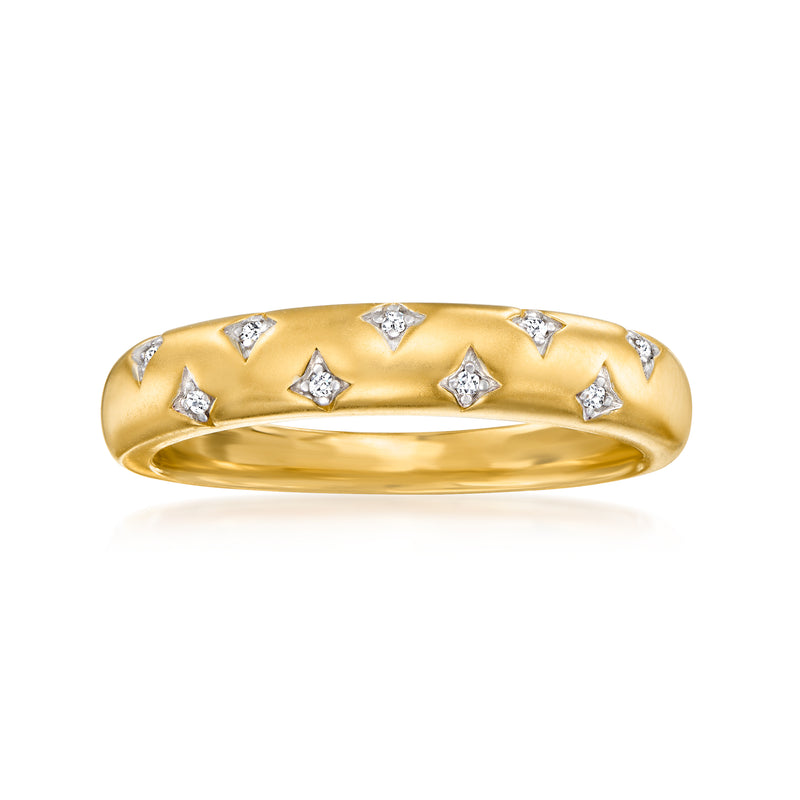 18kt gold over sterling star diamond ring with gold band and five star-shaped stones
