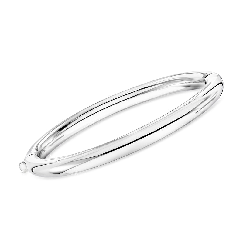 Sterling silver bangle bracelet with smooth polished oval profile
