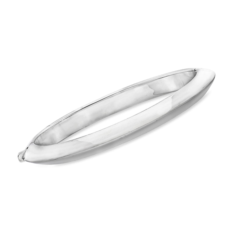 Polished sterling silver knife-edge bangle bracelet with smooth oval profile