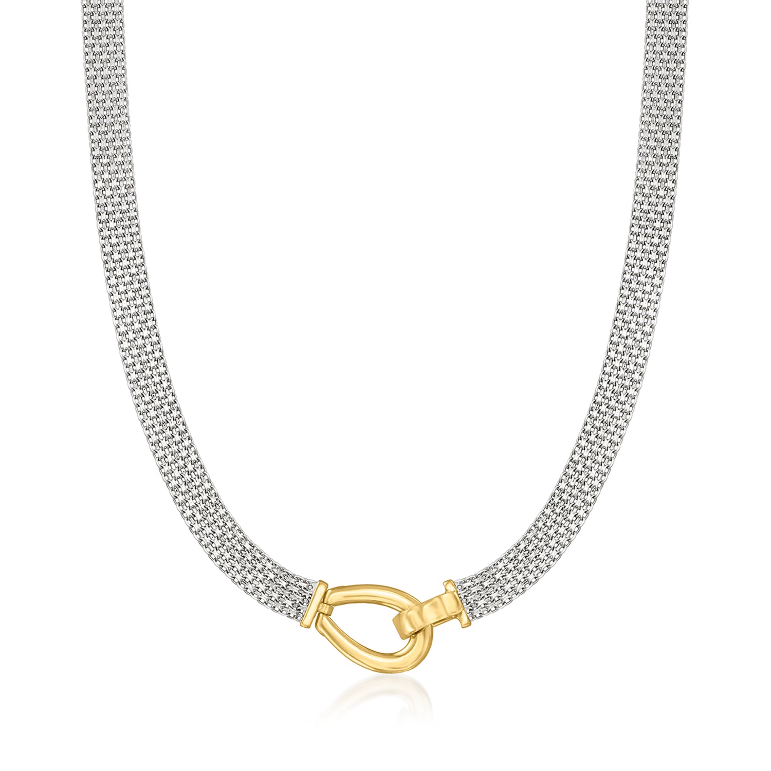 Sterling Silver and 18kt Gold Over Sterling Bismark-Link Necklace
