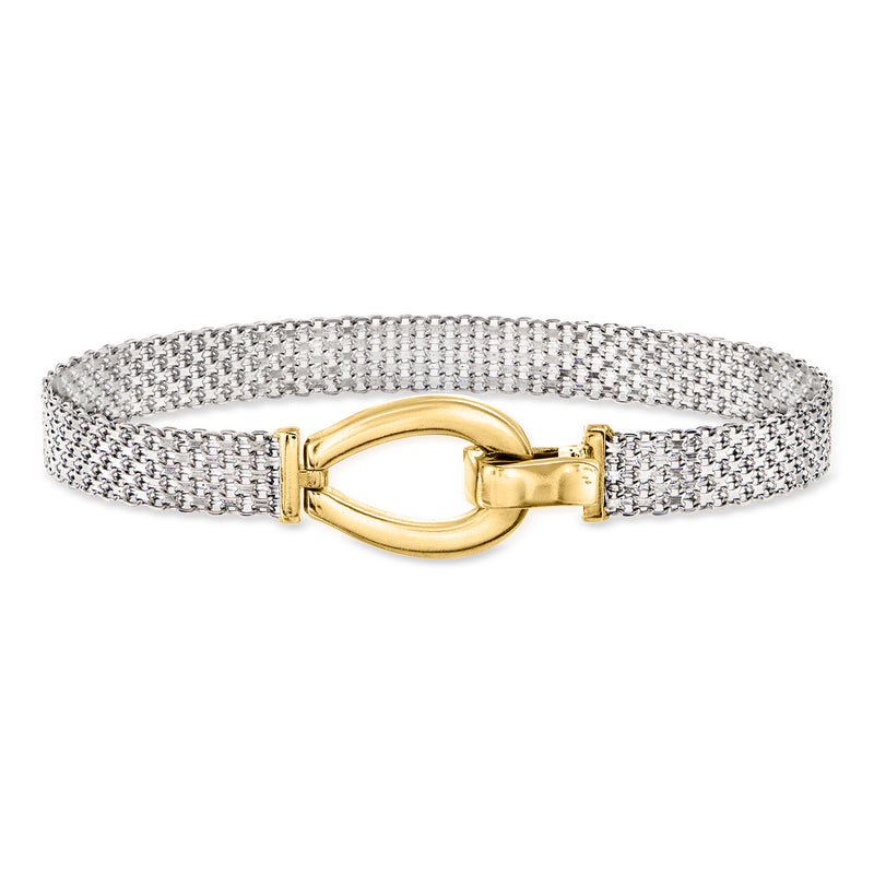 Sterling silver bismark-link bracelet with 18kt gold over sterling clasp