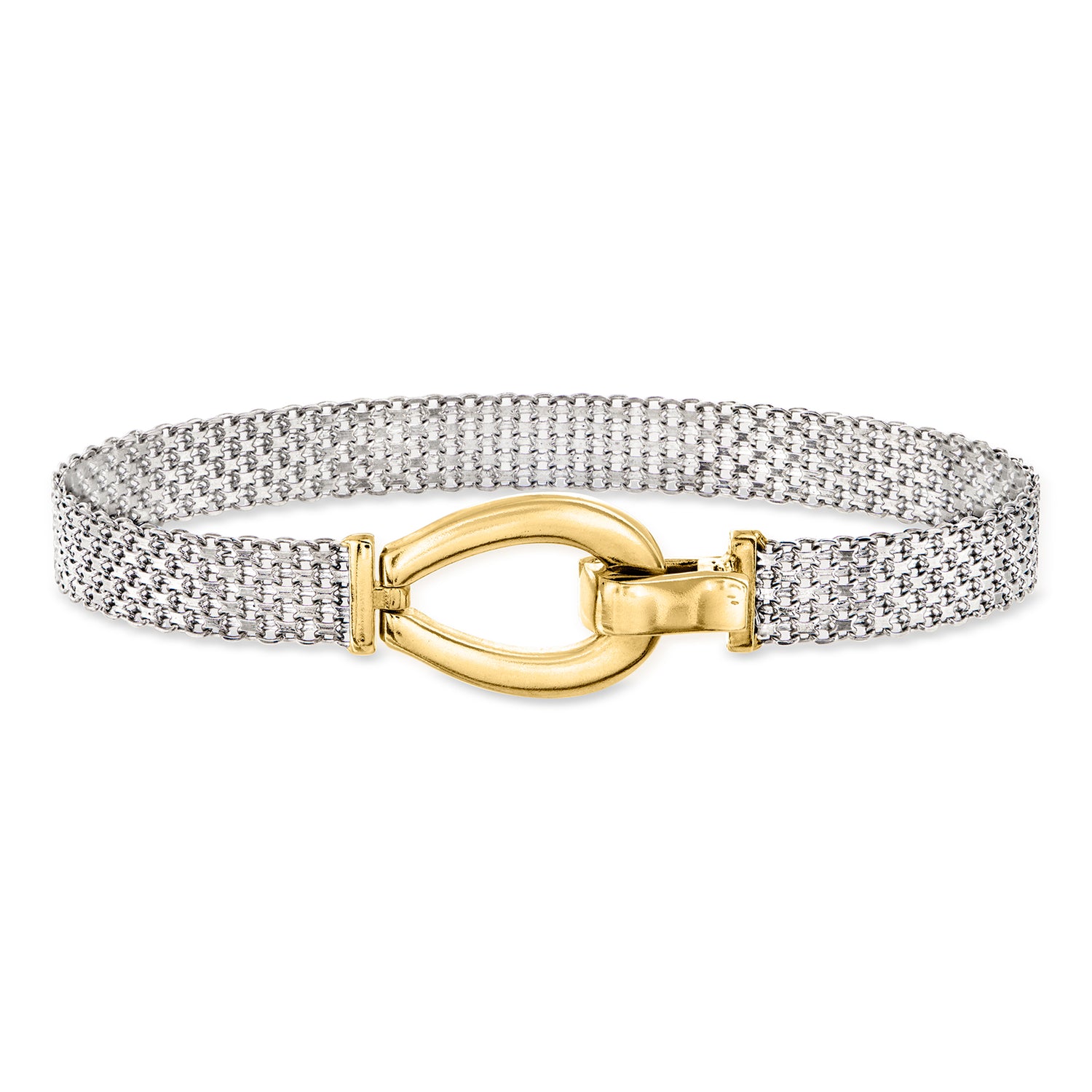 Sterling Silver Bismark-Link Bracelet with 18kt Gold Over Sterling