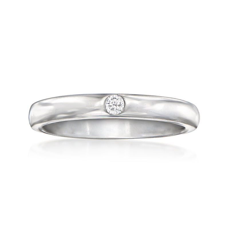 Sterling silver diamond solitaire ring with round center stone