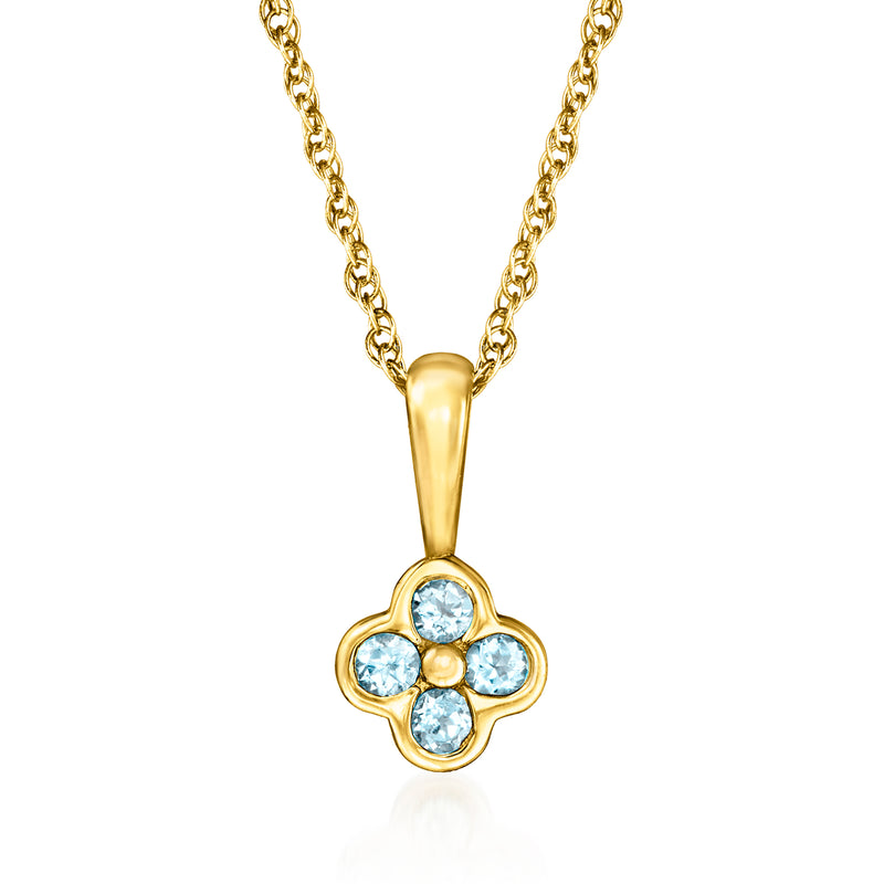 14kt yellow gold pendant necklace with blue topaz flower pendant