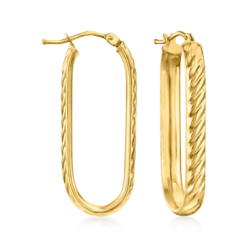 Twisted 14kt yellow gold hoop link earrings with hinged clasp
