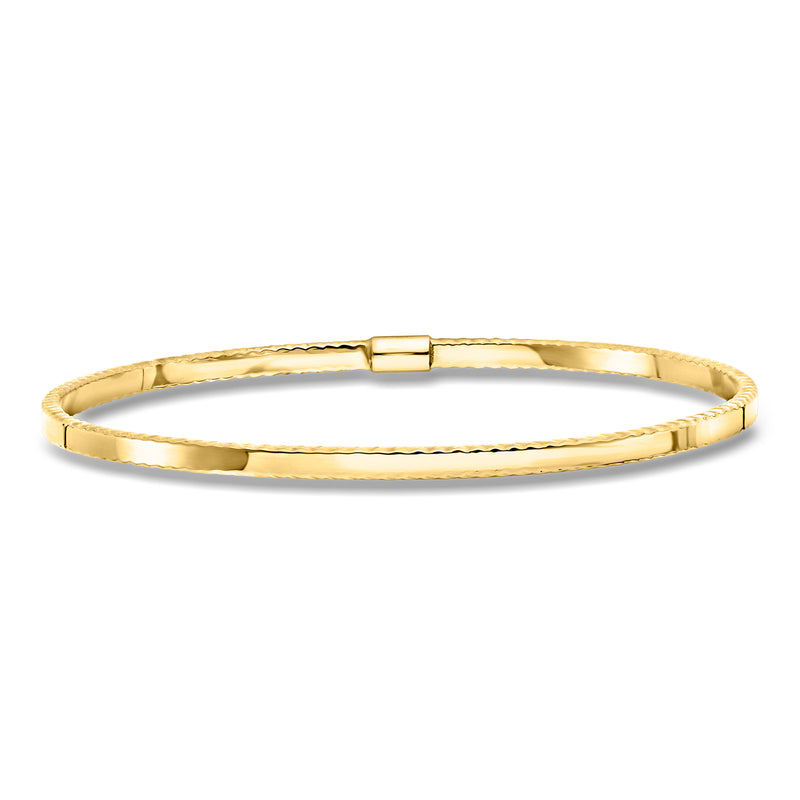 14kt yellow gold ribbed-edge hinged bangle bracelet