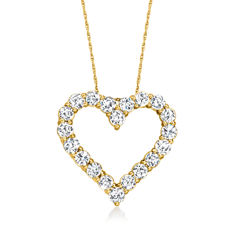 Diamond heart pendant necklace in 14kt yellow gold with round diamonds