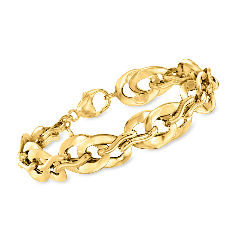 Italian 14kt yellow gold alternating twisted-link bracelet with chunky links