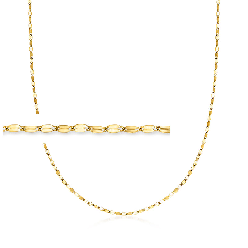 18kt yellow gold chain necklace with oval link pattern, fine lumachina style