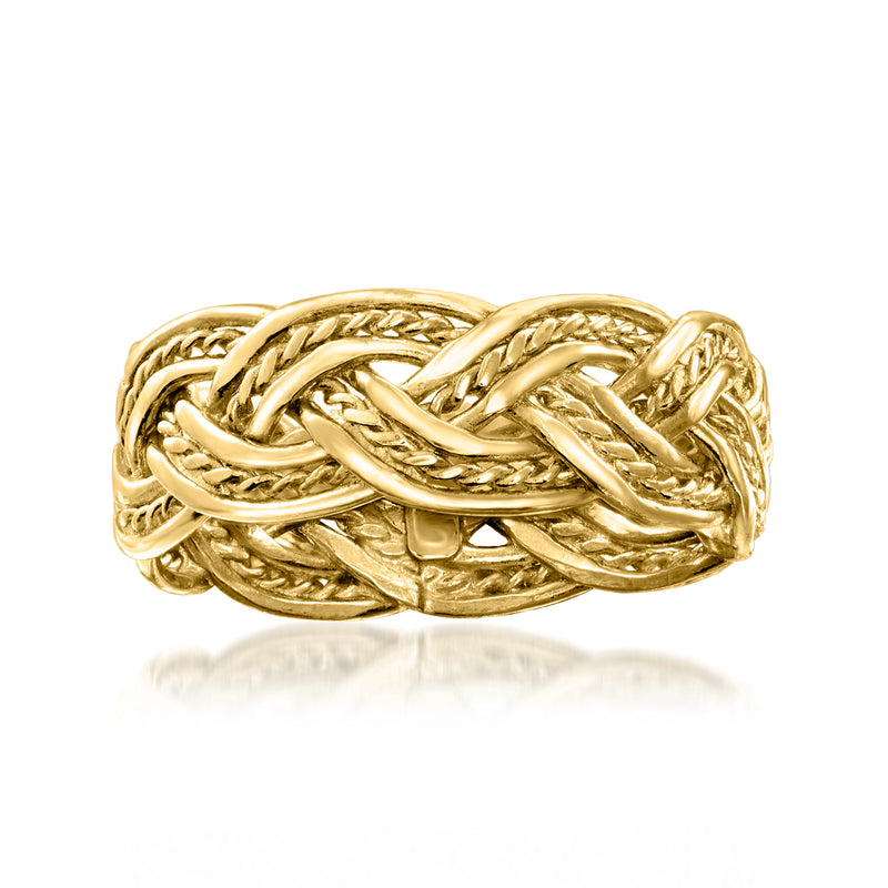 18kt gold over sterling braided rope ring with chunky interwoven design