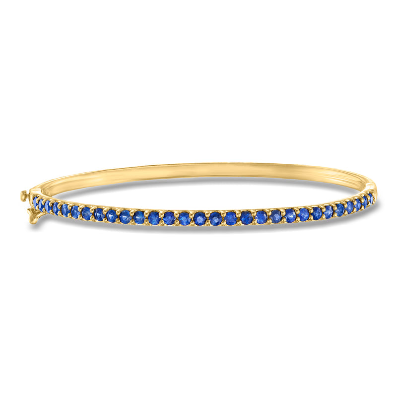 18kt gold over sterling bangle with blue sapphire row stones