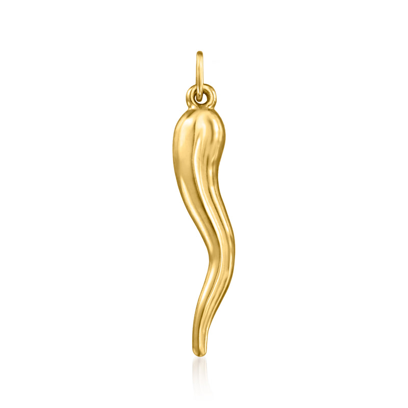 14kt yellow gold Italian horn pendant with loop bail