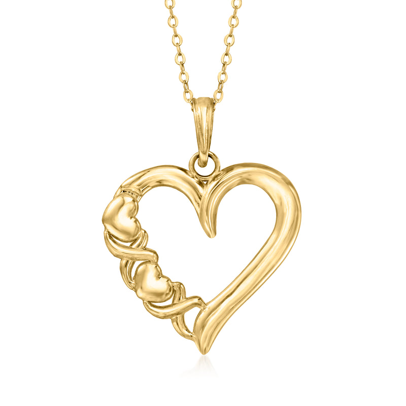 10kt yellow gold heart pendant necklace with XO engraving