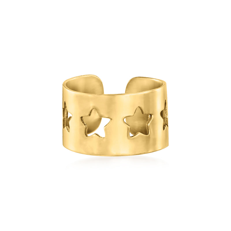 14kt yellow gold single ear cuff with star cut-out design