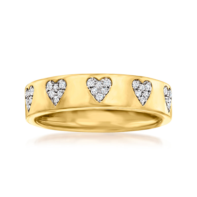 18kt gold over sterling diamond heart ring with three heart-shaped crystal accents