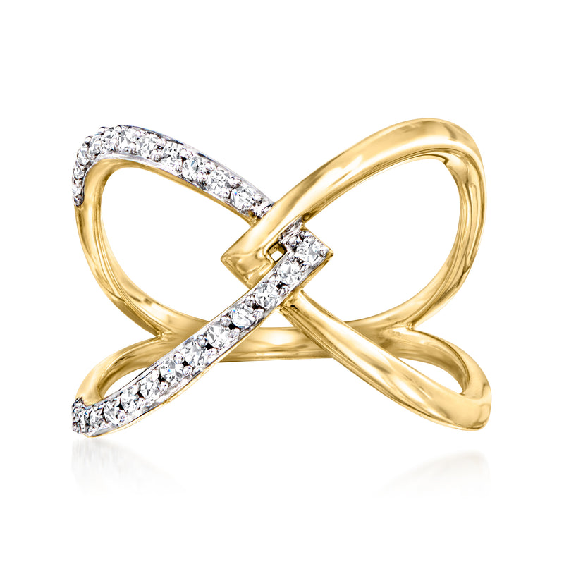 14kt yellow gold interlocking diamond ring