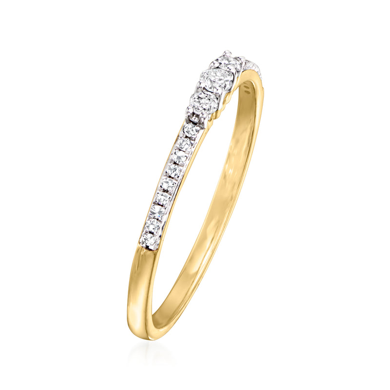 14kt yellow gold diamond ring with slim pavé-set top