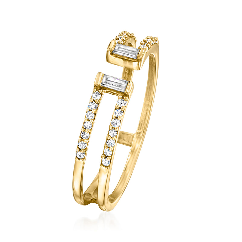 14kt yellow gold open-space ring with .20 ct. t.w. diamonds