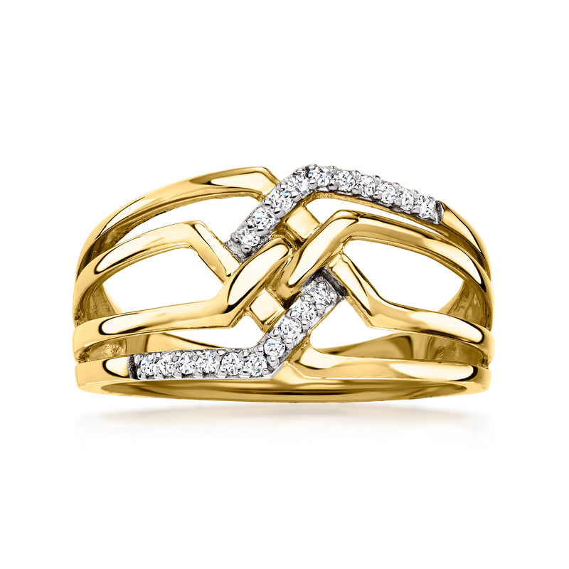14kt yellow gold woven diamond ring