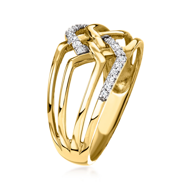 14kt yellow gold woven ring with .11 ct. t.w. diamond accents