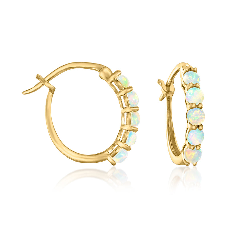 18kt gold over sterling hoop earrings with five oval opal stones