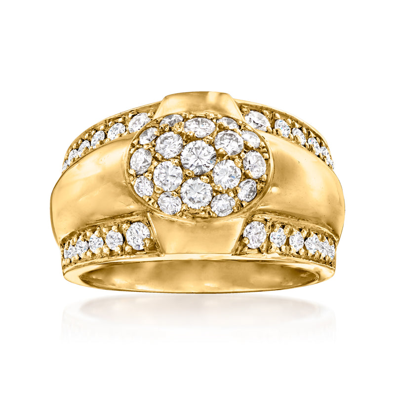 Vintage diamond cluster ring in 18kt yellow gold, front view