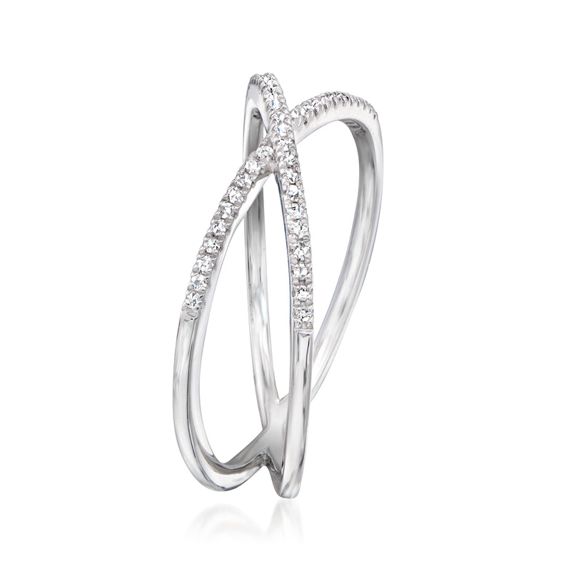 Sterling silver crisscross diamond ring