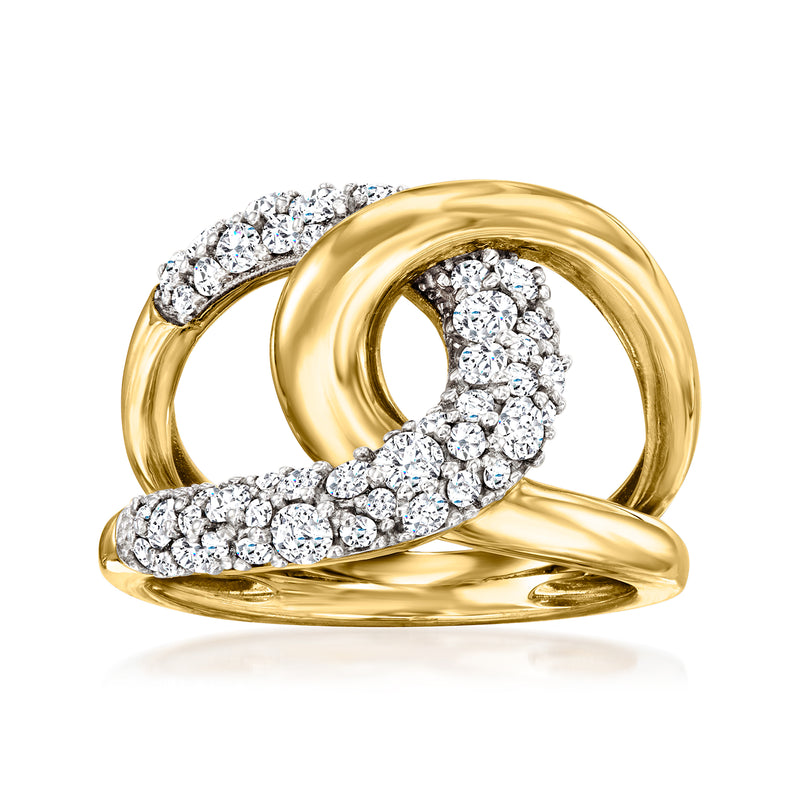Interlocking 14kt yellow gold ring with round diamonds (.75 ct t.w.).