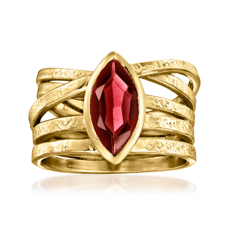 18kt gold over sterling highway ring with marquise garnet center