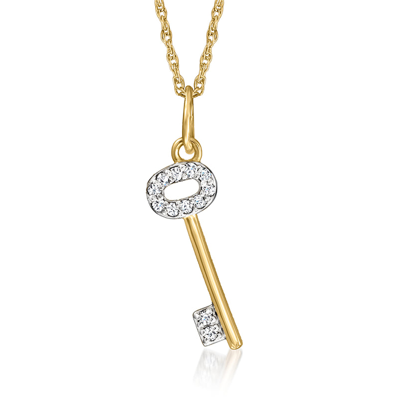 Charles Garnier key pendant necklace with diamond accents, 14kt yellow gold