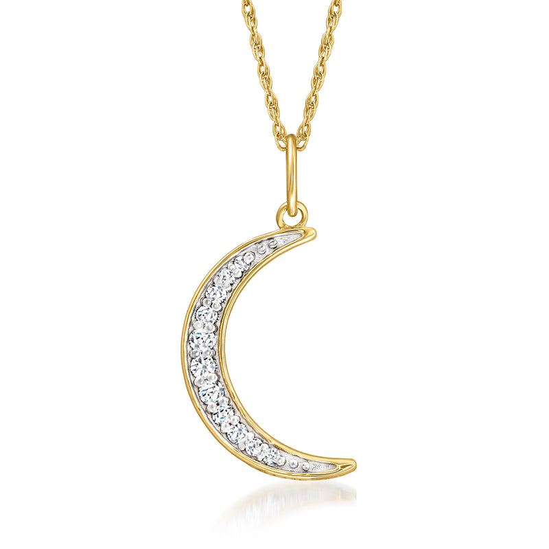 Charles Garnier diamond moon pendant necklace in 14kt yellow gold