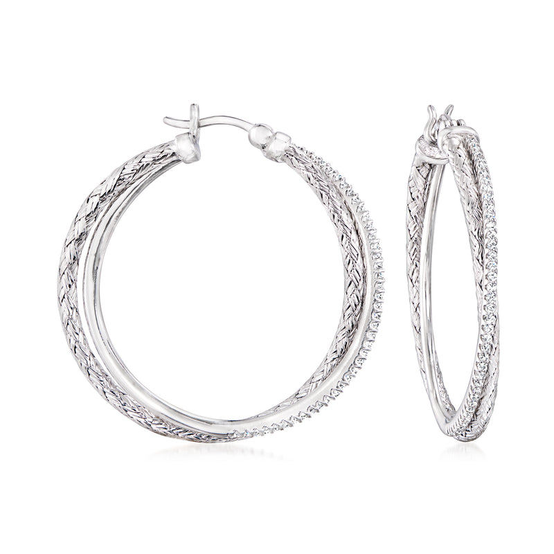 Charles Garnier sterling silver double-hoop CZ earrings