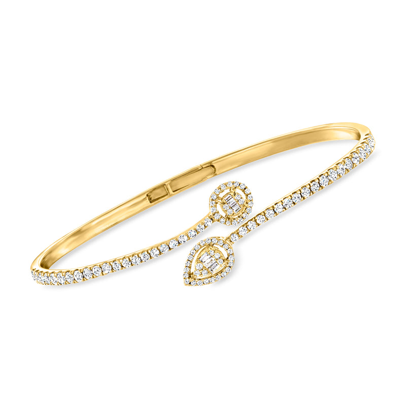 18kt gold over sterling diamond geometric cuff bracelet with pavé accents