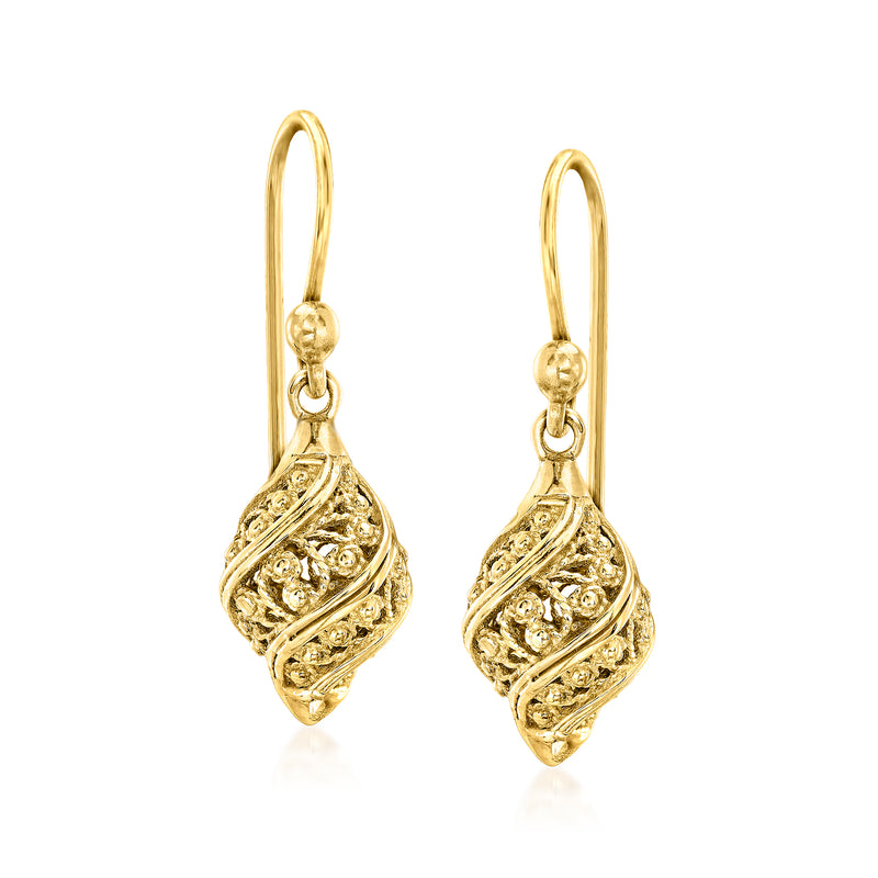 Gold over sterling filigree drop earrings with earwire hooks