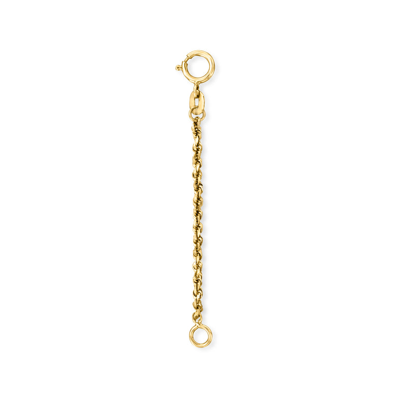 14kt yellow gold rope-chain necklace extender with two rings