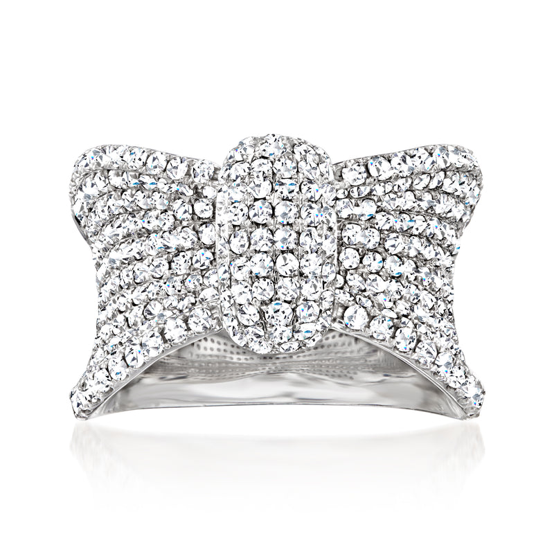 Diamond bow ring in 18kt white gold