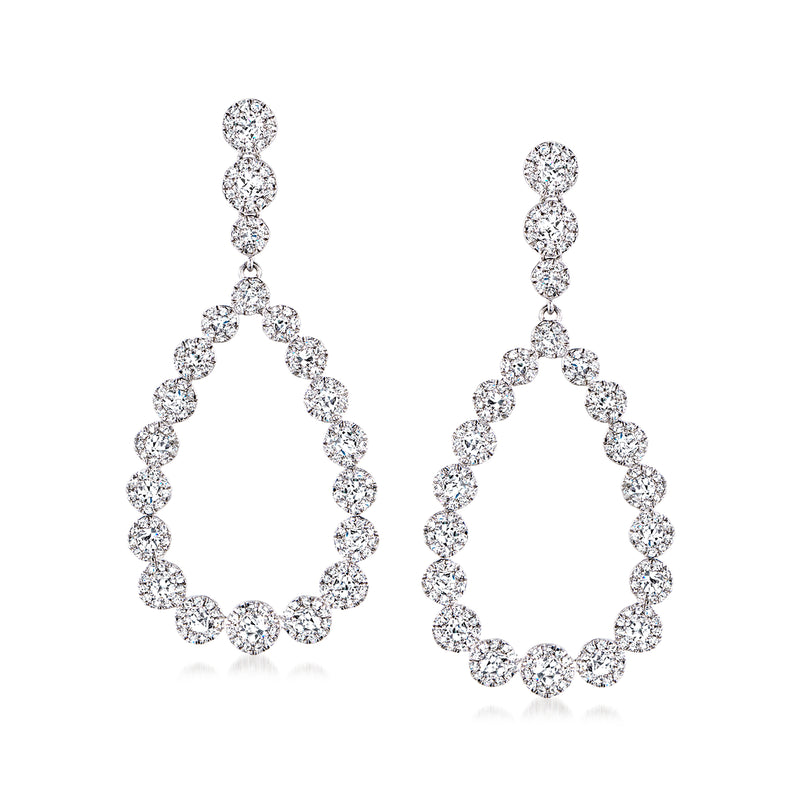 Diamond open-space teardrop drop earrings in 14kt white gold