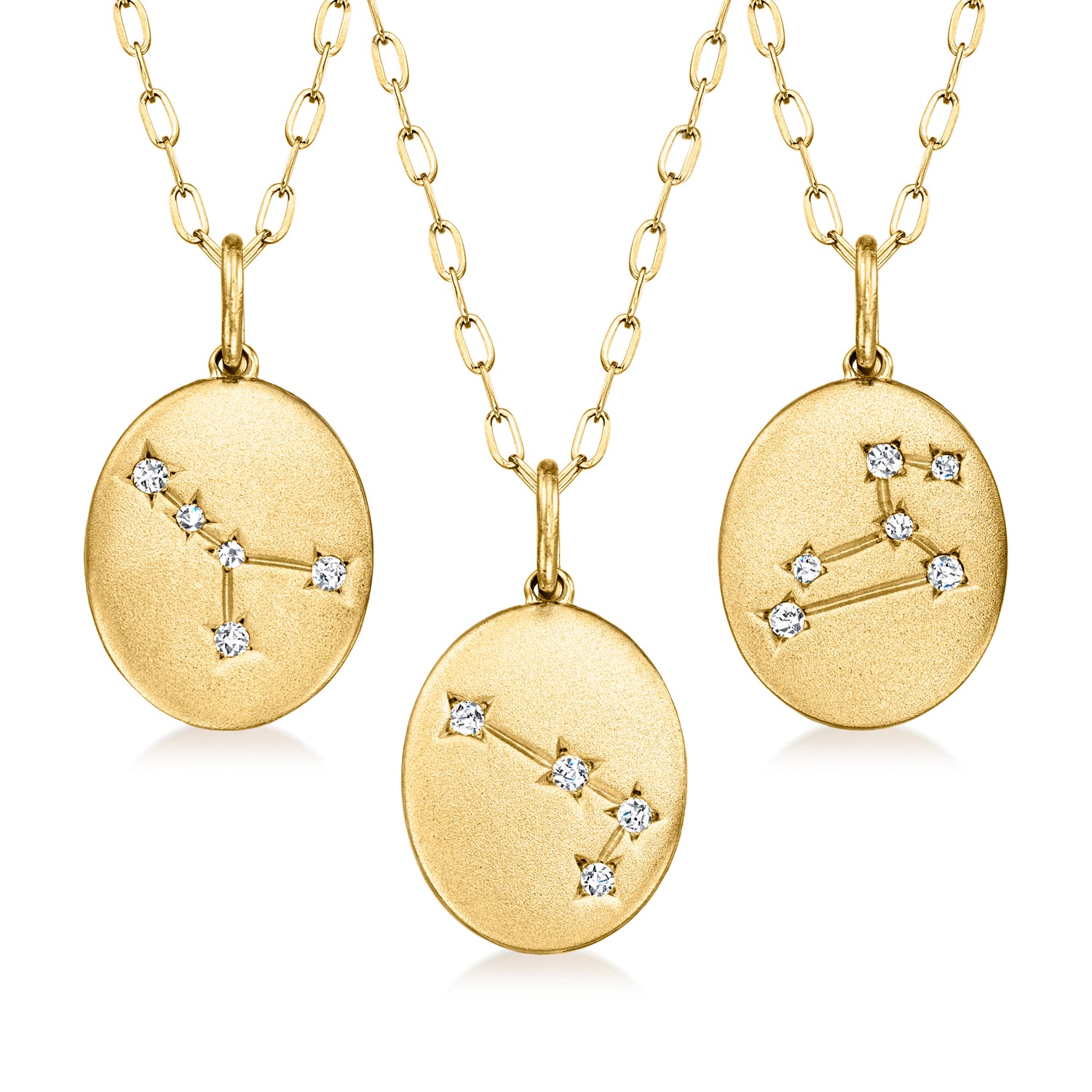 Diamond Zodiac Constellation Pendant Necklace in 18kt Gold Over Sterling