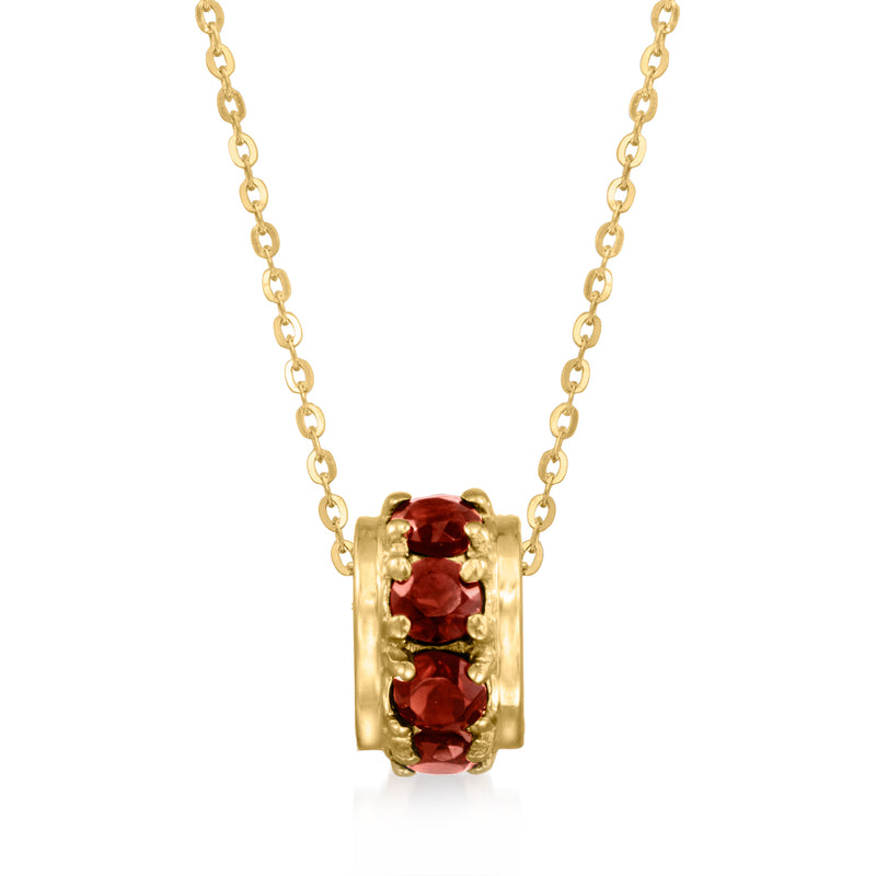 14kt yellow gold garnet bead pendant necklace with red marquise stones