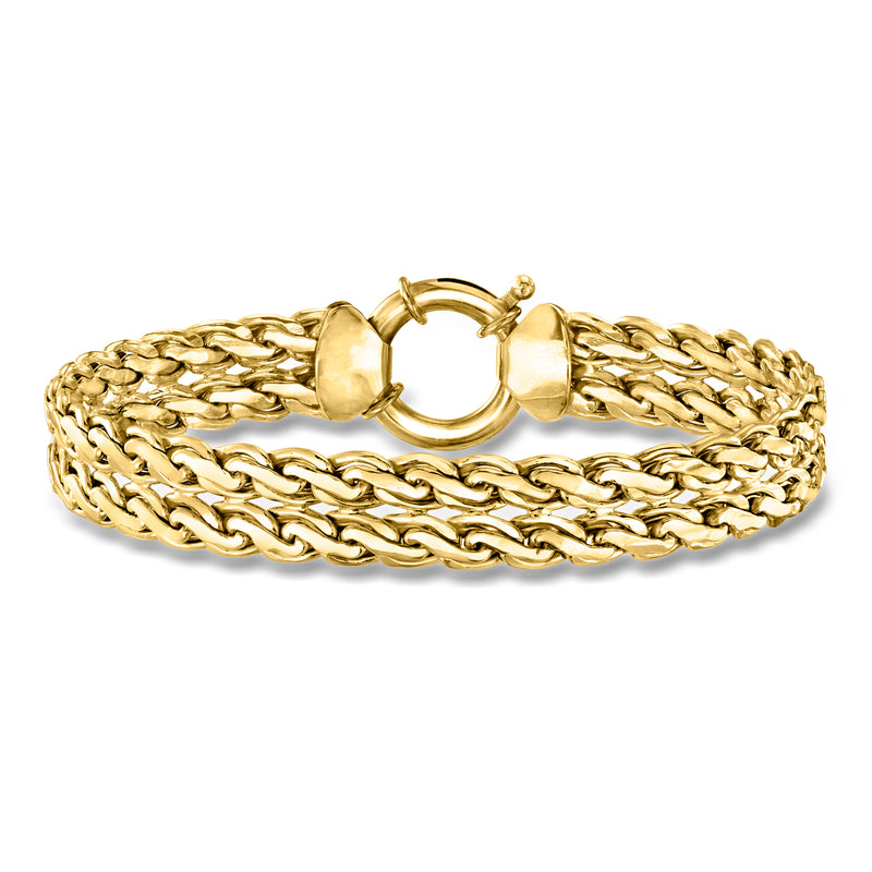 18kt yellow gold two-row serpentine-link bracelet with circular clasp