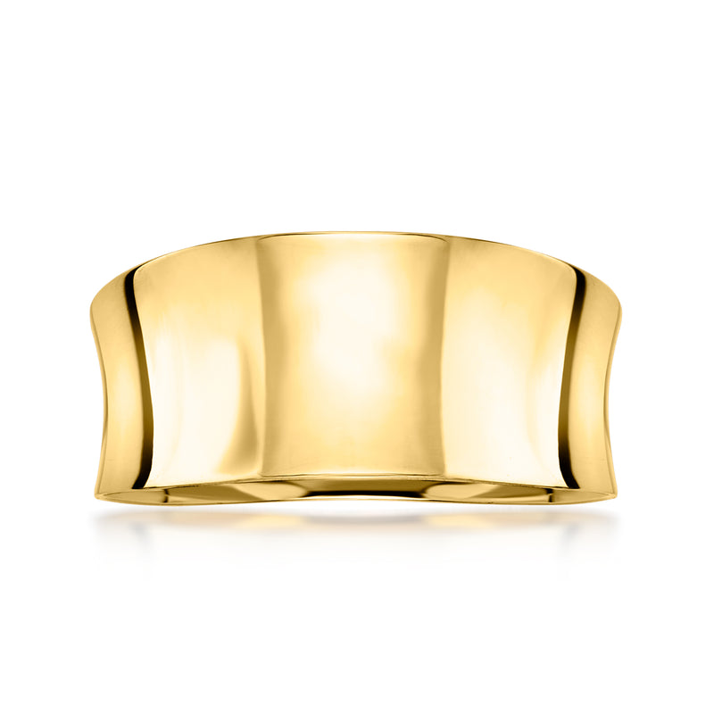 18kt yellow gold concave ring with smooth rounded band