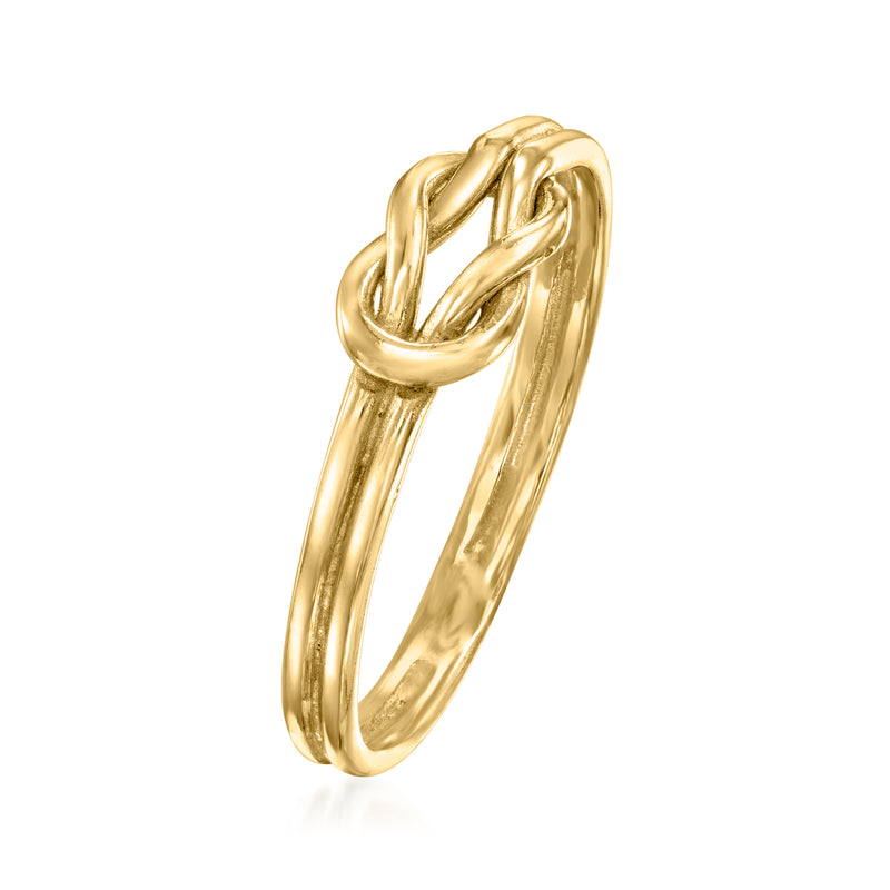 Yellow gold knot ring with twisted open-link design and slim polished band