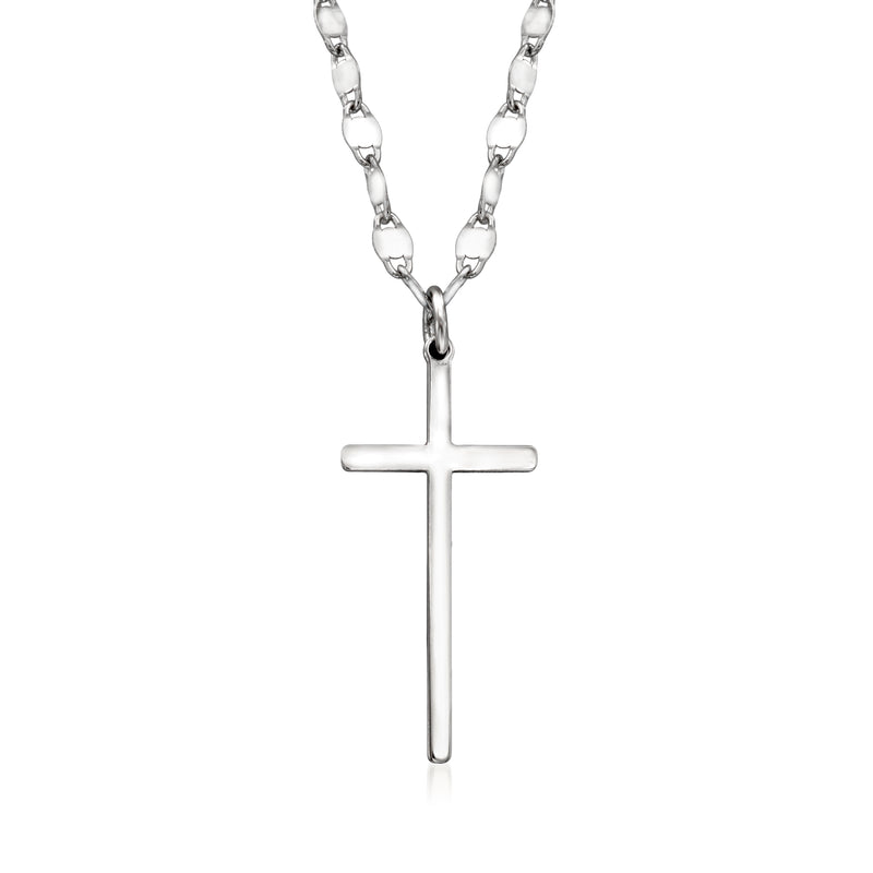 Sterling silver cross necklace with vertical cross pendant on chain