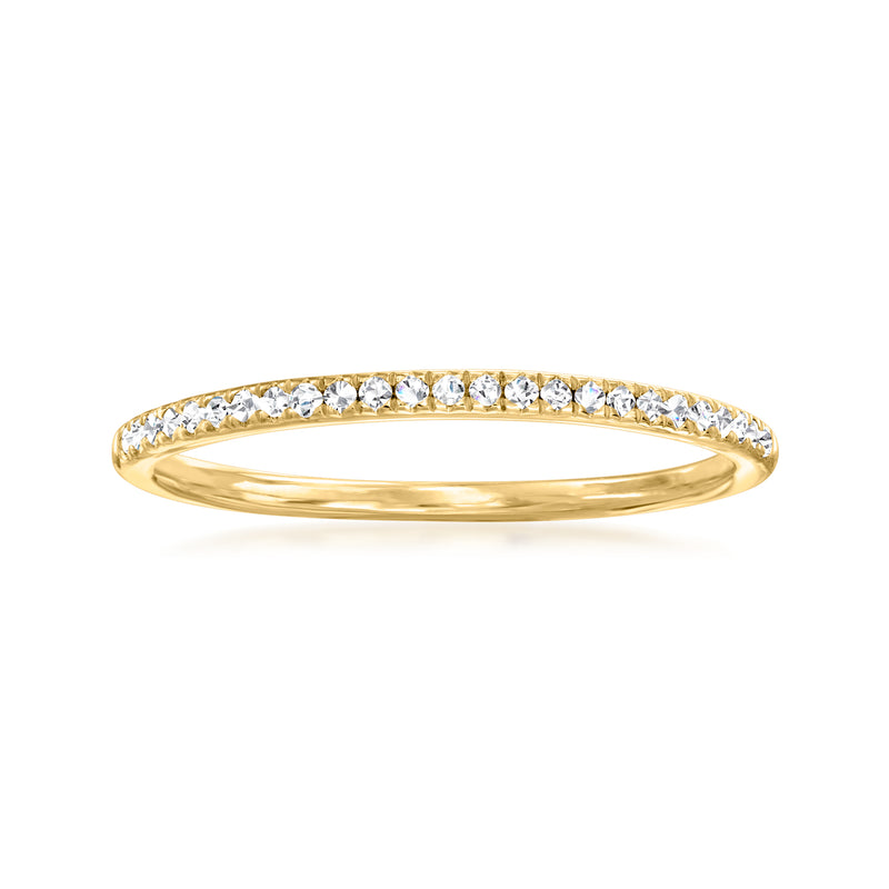 Gold-tone diamond band ring with small round stones across the top