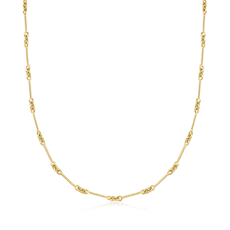 14kt yellow gold twisted-bar station necklace with delicate station links