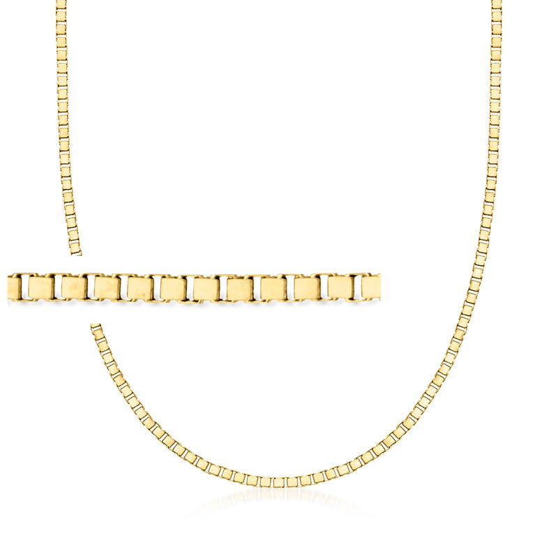14kt yellow gold box-chain necklace with 2mm square links